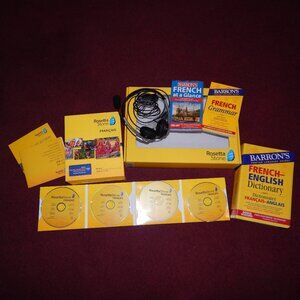 Rosetta Stone French Levels 1-4 DVD Set, Head Set, Dictionary, Grammar, Pocket